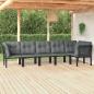 Preview: ARDEBO.de - 6-tlg. Garten-Lounge-Set Schwarz und Grau Poly Rattan