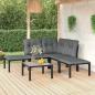 Preview: ARDEBO.de - 6-tlg. Garten-Lounge-Set Schwarz und Grau Poly Rattan