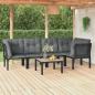 Preview: ARDEBO.de - 6-tlg. Garten-Lounge-Set Schwarz und Grau Poly Rattan