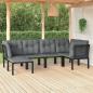 Preview: ARDEBO.de - 6-tlg. Garten-Lounge-Set Schwarz und Grau Poly Rattan