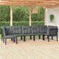 Preview: ARDEBO.de - 7-tlg. Garten-Lounge-Set Schwarz und Grau Poly Rattan