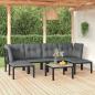 Preview: ARDEBO.de - 7-tlg. Garten-Lounge-Set Schwarz und Grau Poly Rattan