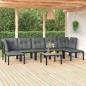 Preview: ARDEBO.de - 8-tlg. Garten-Lounge-Set Schwarz und Grau Poly Rattan