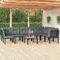 Preview: ARDEBO.de - 9-tlg. Garten-Lounge-Set Schwarz und Grau Poly Rattan