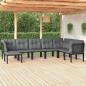 Preview: ARDEBO.de - 8-tlg. Garten-Lounge-Set Schwarz und Grau Poly Rattan