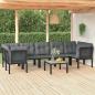 Preview: ARDEBO.de - 8-tlg. Garten-Lounge-Set Schwarz und Grau Poly Rattan