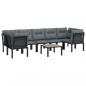 Preview: 8-tlg. Garten-Lounge-Set Schwarz und Grau Poly Rattan