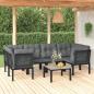 Preview: ARDEBO.de - 7-tlg. Garten-Lounge-Set Schwarz und Grau Poly Rattan