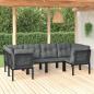 Preview: ARDEBO.de - 6-tlg. Garten-Lounge-Set Schwarz und Grau Poly Rattan