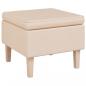 Preview: Hocker mit Holzbeinen Creme Stoff