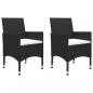 Preview: 3-tlg. Bistro-Set Poly Rattan und Massivholz Schwarz