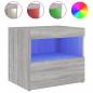 Preview: Nachttisch mit LED-Leuchten Grau Sonoma 50x40x45 cm