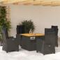 Preview: ARDEBO.de - 5-tlg. Garten-Essgruppe mit Kissen Schwarz Poly Rattan