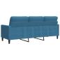 Preview: 3-Sitzer-Sofa Blau 180 cm Samt