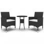 Preview: 3-tlg. Bistro-Set Poly-Rattan und Hartglas Schwarz