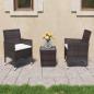 Preview: ARDEBO.de - 3-tlg. Bistro-Set Poly-Rattan und Hartglas Braun