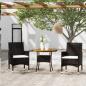 Preview: ARDEBO.de - 3-tlg. Bistro-Set Poly-Rattan und Massivholz Schwarz