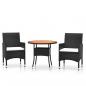 Preview: 3-tlg. Bistro-Set Poly-Rattan und Massivholz Schwarz