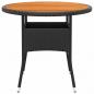 Preview: 3-tlg. Bistro-Set Poly-Rattan und Massivholz Schwarz