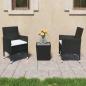 Preview: ARDEBO.de - 3-tlg. Bistro-Set Poly-Rattan und Hartglas Schwarz