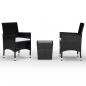 Preview: 3-tlg. Bistro-Set Poly-Rattan und Hartglas Schwarz