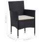 Preview: 3-tlg. Bistro-Set Poly-Rattan und Hartglas Schwarz