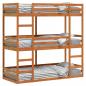 Preview: ARDEBO.de - Dreifach-Etagenbett Wachsbraun 75x190 cm Massivholz Kiefer