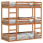 Preview: Dreifach-Etagenbett Wachsbraun 75x190 cm Massivholz Kiefer