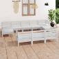 Preview: ARDEBO.de - 10-tlg. Garten-Lounge-Set Weiß Massivholz Kiefer