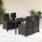 Preview: ARDEBO.de - 5-tlg. Garten-Essgruppe mit Kissen Schwarz Poly Rattan