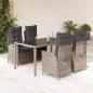 Preview: ARDEBO.de - 5-tlg. Garten-Essgruppe mit Kissen Grau Poly Rattan