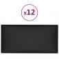 Preview: Wandpaneele 12 Stk. Schwarz 30x15 cm Kunstleder 0,54 m²