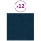 Preview: Wandpaneele 12 Stk. Blau 30x30 cm Samt 1,08 m²