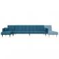 Preview: Schlafsofa in L-Form Blau 275x140x70 cm Samt