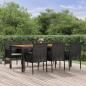 Preview: ARDEBO.de - 7-tlg. Garten-Essgruppe mit Kissen Schwarz Poly Rattan