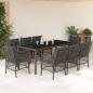 Preview: ARDEBO.de - 9-tlg. Garten-Essgruppe mit Kissen Grau Poly Rattan