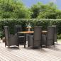 Preview: ARDEBO.de - 7-tlg. Garten-Essgruppe mit Kissen Schwarz Poly Rattan