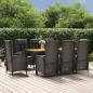 Preview: ARDEBO.de - 9-tlg. Garten-Essgruppe mit Kissen Schwarz Poly Rattan