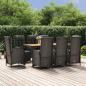 Preview: ARDEBO.de - 9-tlg. Garten-Essgruppe mit Kissen Schwarz Poly Rattan