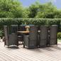 Preview: ARDEBO.de - 9-tlg. Garten-Essgruppe mit Kissen Schwarz Poly Rattan