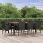 Preview: ARDEBO.de - 9-tlg. Garten-Essgruppe mit Kissen Schwarz Poly Rattan