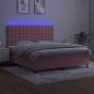 Preview: Boxspringbett mit Matratze & LED Rosa 160x200 cm Samt