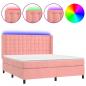 Preview: Boxspringbett mit Matratze & LED Rosa 160x200 cm Samt