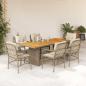 Preview: ARDEBO.de - 7-tlg. Garten-Essgruppe mit Kissen Beige Poly Rattan