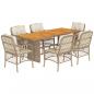 Preview: 7-tlg. Garten-Essgruppe mit Kissen Beige Poly Rattan