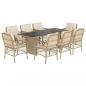 Preview: 9-tlg. Garten-Essgruppe mit Kissen Beige Poly Rattan