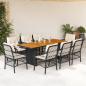 Preview: ARDEBO.de - 9-tlg. Garten-Essgruppe mit Kissen Schwarz Poly Rattan