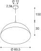 Preview: SLV FORCHINI 70 Pendelleuchte, E27, Pendellänge 150cm, 1x max. 40W, Ø 70cm, matt schwarz/matt gold (1008538)