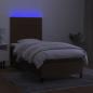 Preview: Boxspringbett mit Matratze & LED Dunkelbraun 80x200 cm Stoff