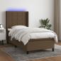 Preview: ARDEBO.de - Boxspringbett mit Matratze & LED Dunkelbraun 80x200 cm Stoff